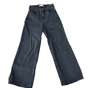 Abercrombie & Fitch The Wide Leg High Rise Jean Black Denim Women Size 24 / 00 L